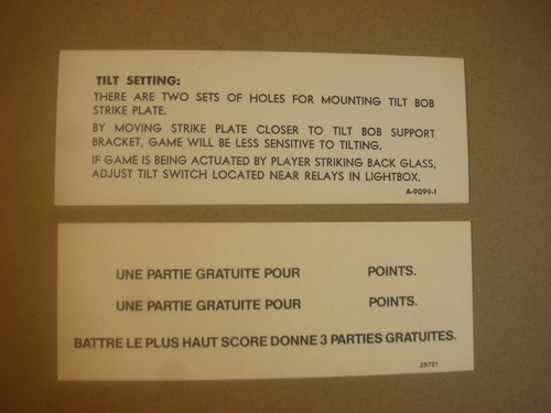 Flipper gottlieb étiquettes - flipper, gottlieb,