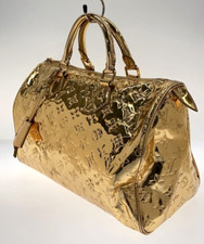 LOUIS VUITTON Monogram Miroir Speedy 30 Hand Bag Gold Dore M95272 LV Auth