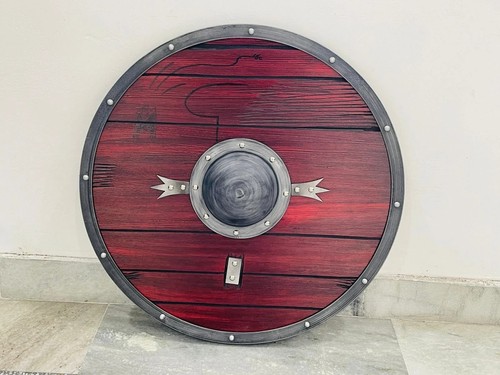 Bouclier viking bois rouge - en,