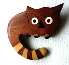 GRANDE BROCHE en BOIS CHAT CAT