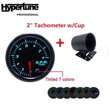 2-1/16" 52mm 7 Colors Tachometer Tacho Gauge W/Cup Tacho Gauge Meter 0~8 RPM