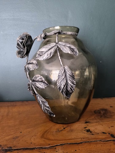 Ancien vase décor floral - ancien,