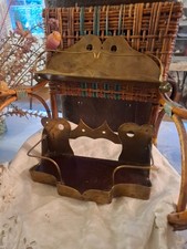 Lot 2 anciennes consoles /appliques étagéres murales laiton et bois