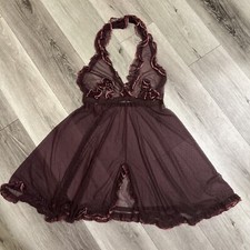 Creazioni Maroon Babydoll Lingerie Slip