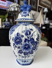 DELFT Baluster Lidded Vase GINGER JAR Urn 13” FOO DOG 450/Delft/Holland/Handwerk