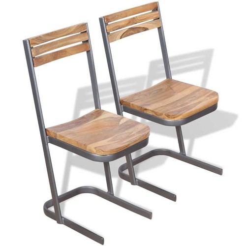 Bois teck massif chaise - de, 2x