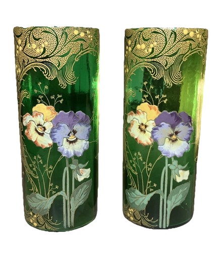 Paire vases rouleaux verre - de,