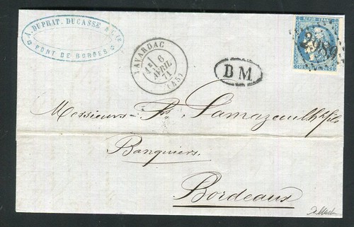 Rare lettre port - port, bordes