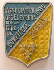 Plaque de concours agricole COMPIÈGNE Oise 1985 aviculture - fonte d' aluminium