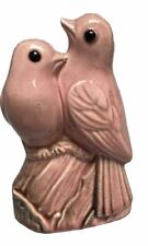 Sujet INSÉPARABLES Oiseaux Amoureux en Céramique Rose