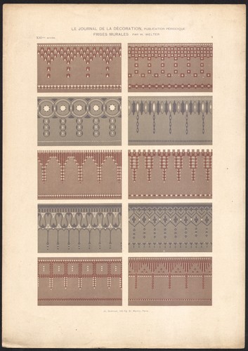 1900 lithographie frises - 1900,