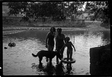 Family Swimsuit Swimsuit Against Day Negative Photo Old Year. 1940 negative