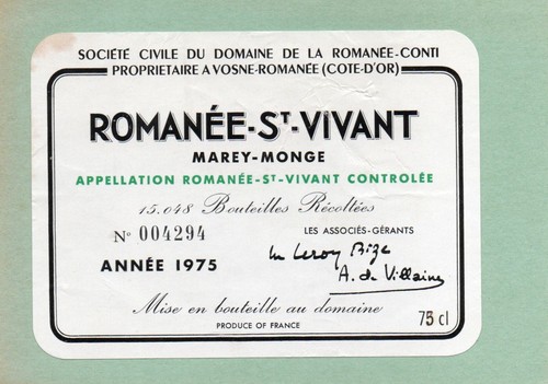 Etiquette romanee vivant - etiquette,