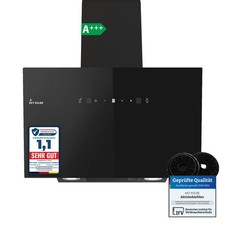 Hotte Aspirante 80cm Évacuation Recyclage Murale Inclinée Noire Contrôle Gestuel