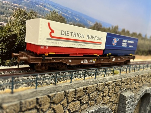 Wagon plat porte remorque roco - plat,