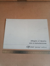 Original 1981 Alfa Alfasud Sprint Veloce Maintenance Use Manual Attachment