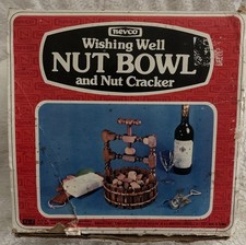 Vintage Nevco Wishing Well Nut Bowl And Nut Cracker Wooden In Box