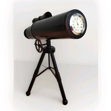 Table Clock Desk Watch Telescope Long View Vintage Decorative Design