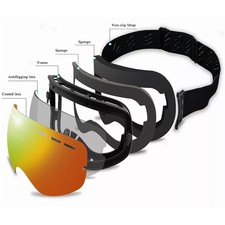 Outdoor Ski Goggles Snow Goggles Anti Fog UV400 Skiing Lnterchangeable Lenses [