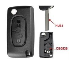 Clef Télécommande De Voiture Pliable En ABS Noir 2 Bouton Peaugeot / Citroën