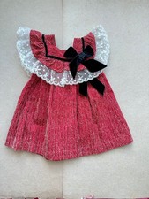 Antique Pinafore Doll Dress Tablier Robe Ancienne Pour Poupée En Porcelaine 