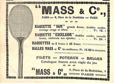 PARIS MASS TENNIS RACKETS ADVERTISE 1912