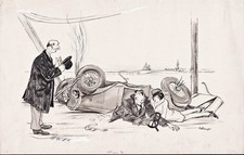 Accident De Voiture Caricature Dessin K. Dünzl 1937