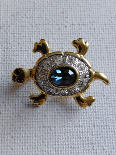Broche tortue métal - , strass