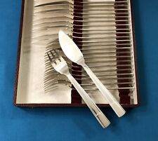 housewife of 12 fish cutlery ART DECO silver metal CHRISTOFLE model GABON
