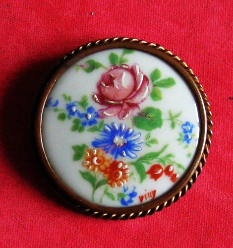 Broche ronde porcelaine - ronde,