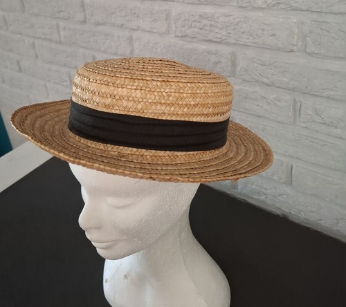 Chapeau canotier paille beige