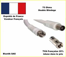 5m Câble coaxial/antenne/satellite Connecteur F Male - Coax mâle + adaptateur