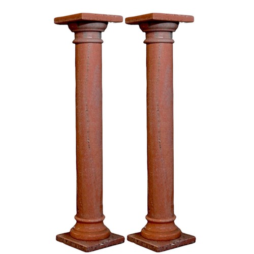 Pair pink granite - of, columns