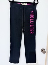 Hollister Women’s Fleece Track Pants Sweatpants Navy Pink Slim Low rise Size S