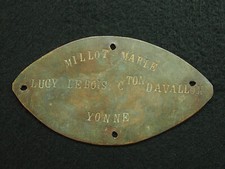 PLAQUE DE MÉTIER MILLOT MARIE LUCY LE BOIS CANTON D'AVALLON YONNE  VASSY ETAULES