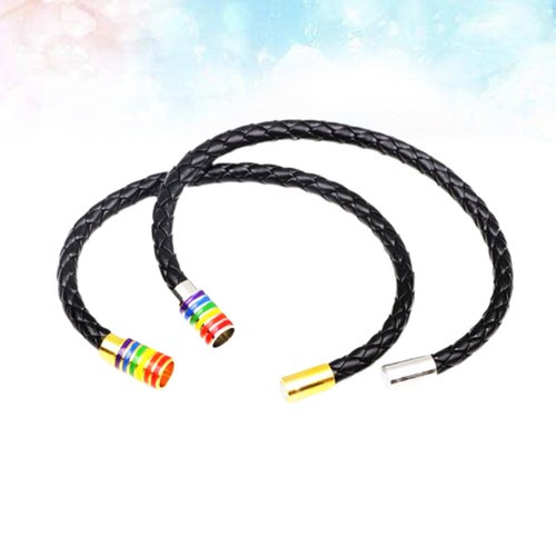 2pcs bracelet cuir tricoté - cuir,