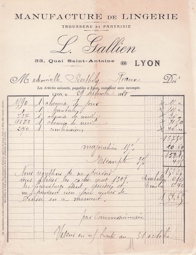 Lyon lingere gallien 1918 - 69,