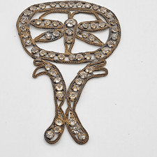 Art Deco Rhinestones Applique, Wedding Formal Prom/Metal/4” Mardi Gras Antique