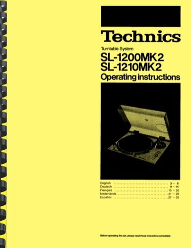 Technics 1200mk2 1210mk2 - sl-1200mk2, sl-1210mk2