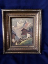 TABLEAU MONTAGNE TYROL  1939 AVEC CADRE  SIGNE 