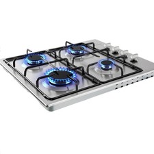AREBOS Plaque gaz 4 foyers Inox avec support casseroles et sécurité d’allumage