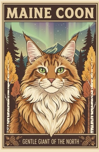 Affiche poster chat maine - affiche,