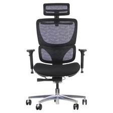 Chaise de bureau ergonomique pivotante ErgoNew S1A(2), piètement aluminium, noir