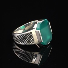 Chevalière en Argent Massif 925 Sertie Onyx vert