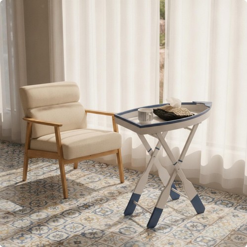 Table forme bateau patiné - bateau,
