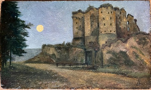 Tableau ancien paysage - , avec