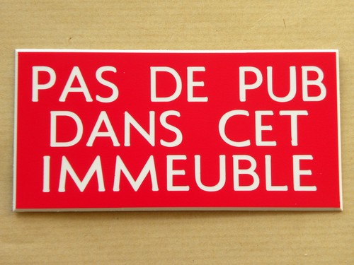 Plaque gravée pas pub - gravée, de