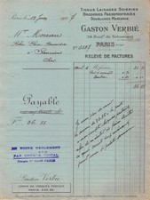 Facture   1927 TISSUS LAINAGES