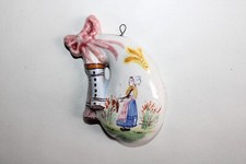 Antique Beatrix Malicorne Chicken Earthenware Miniature Bouquet Holder, Bagpipe