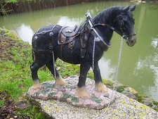 NA0394 GRANDE 37 CM  FIGURINE  STATUETTE  PERCHERON  CHEVAL   ANIMAL  PROMO